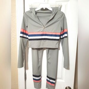 Gray Track Suit with Striped Design